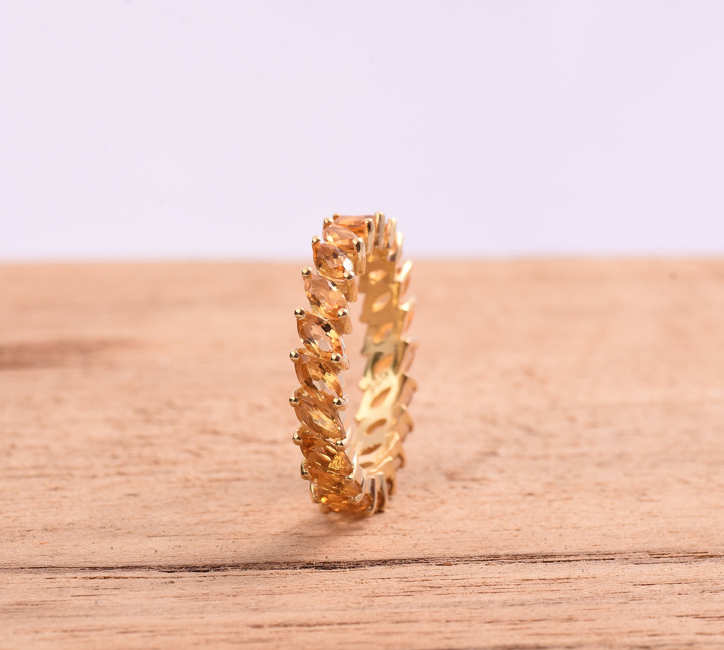 Silver Citrine Full Eternity Band Ring