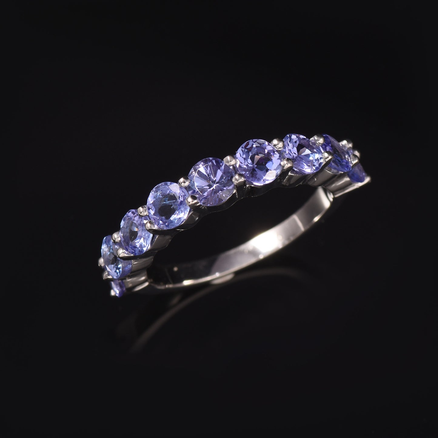 Round Cut Tanzanite Half Eternity Band