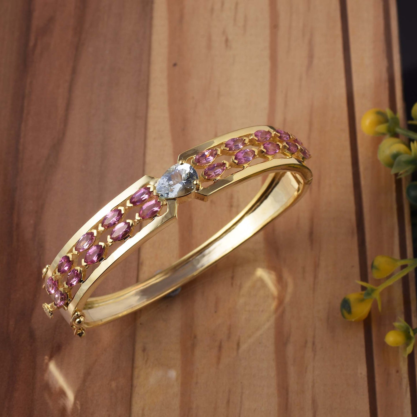 Aquamarine Double Layer Tourmaline Bangle