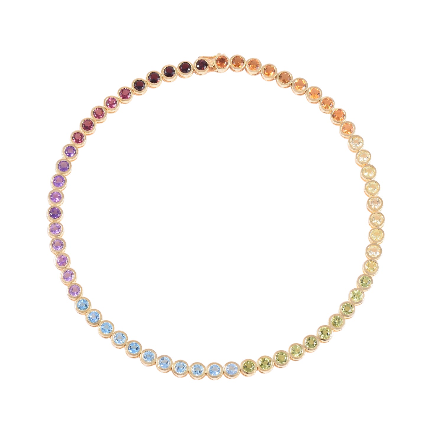 Rainbow Gemstone Tennis Necklace 925 Silver