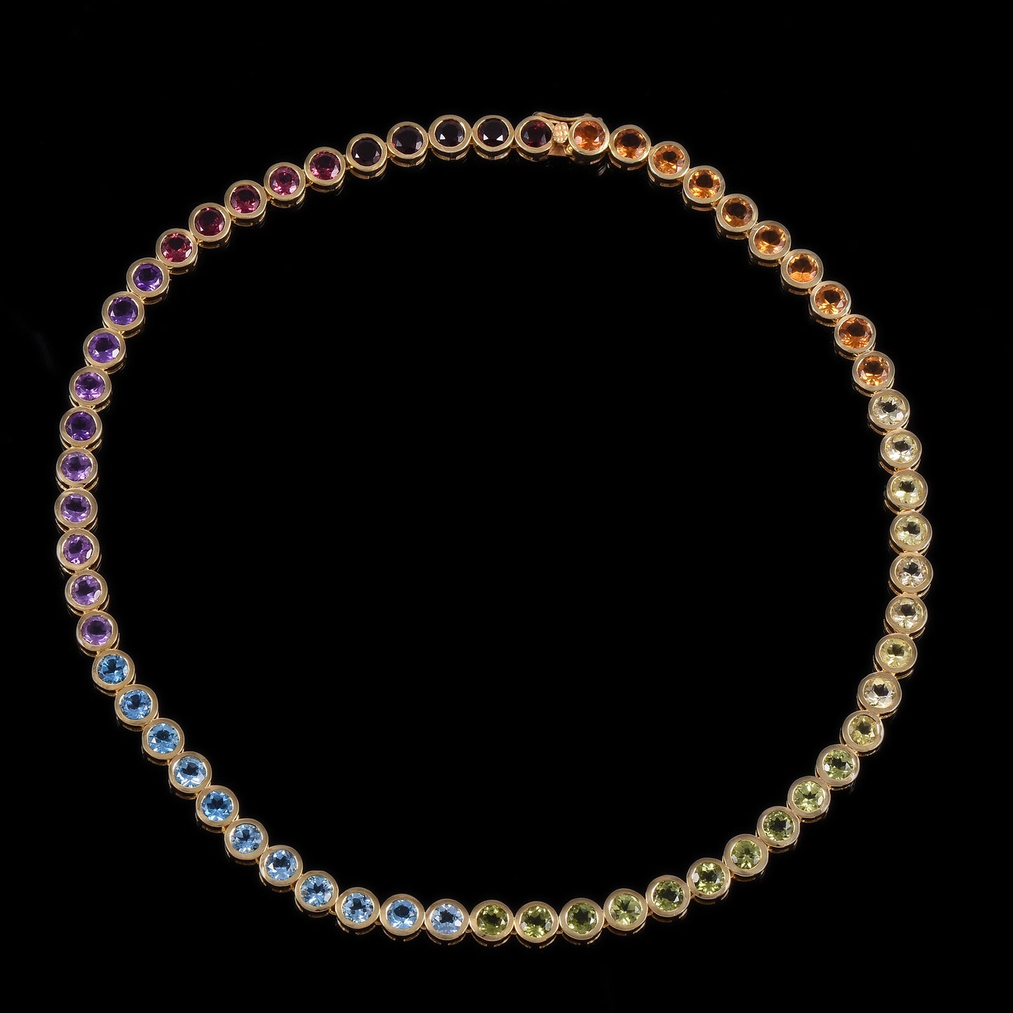 Rainbow Gemstone Tennis Necklace 925 Silver