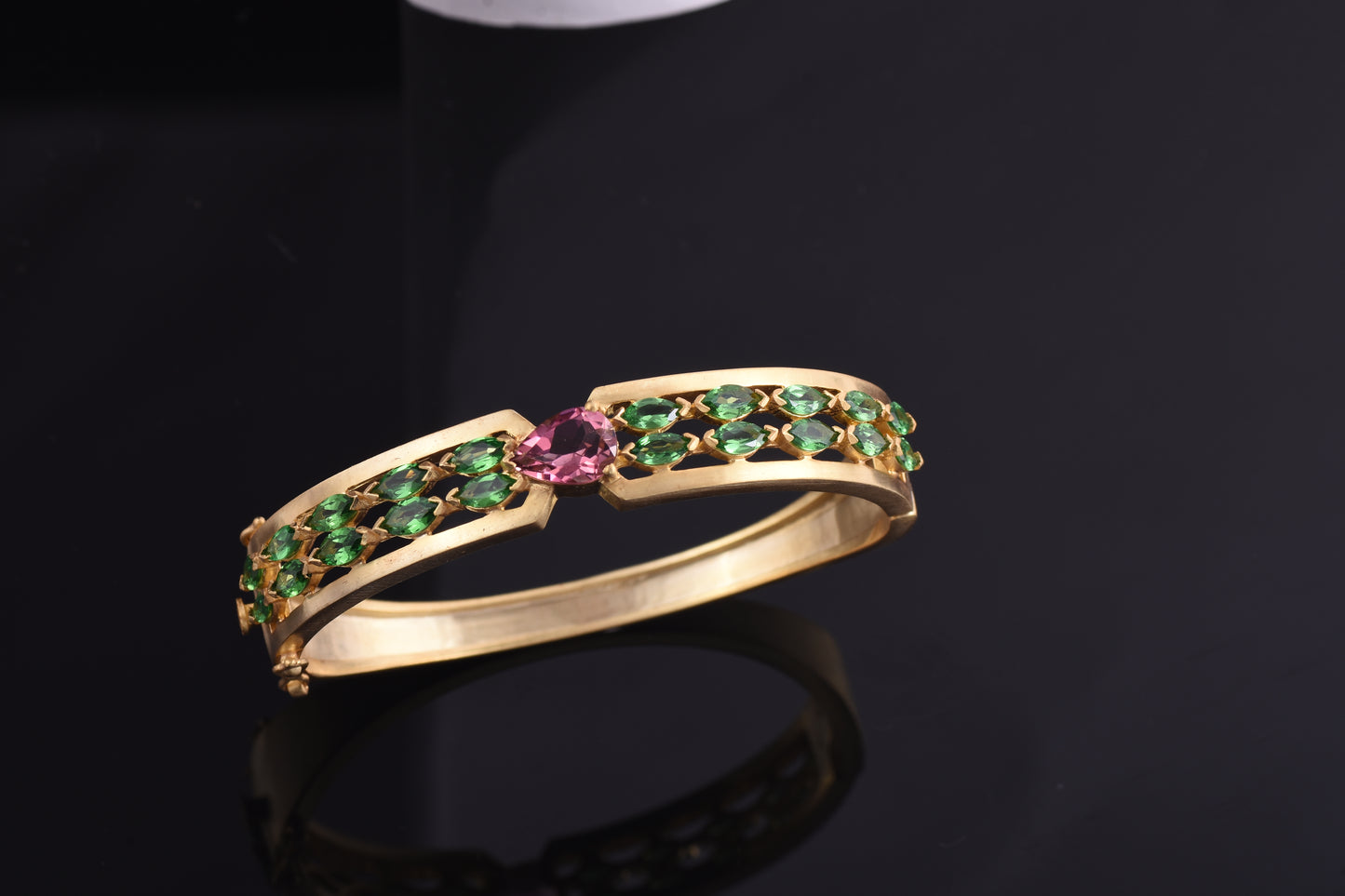 Tourmaline Openable Bangle With Tsavorite