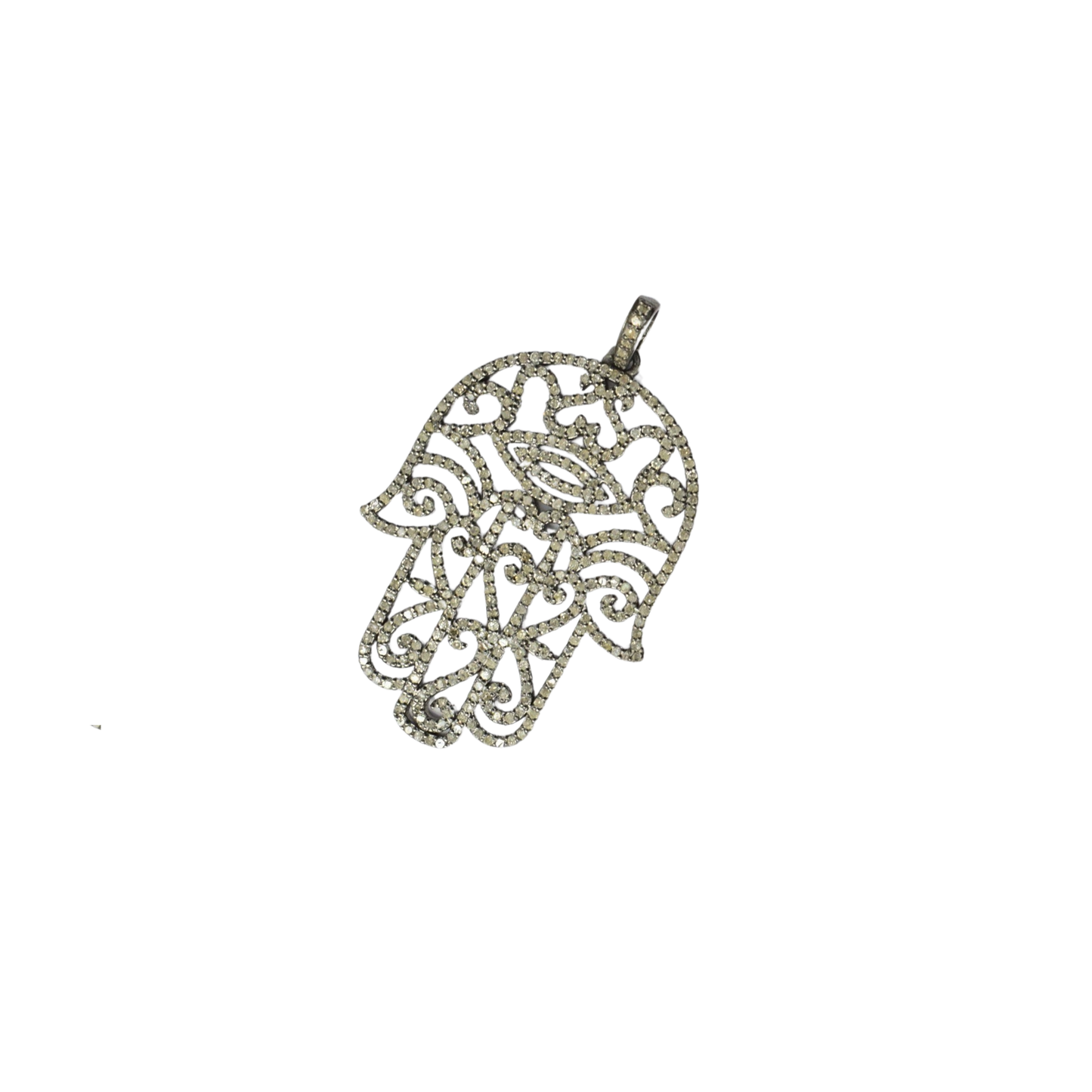 Diamond Evil Eye Hamsa Hand Pendant