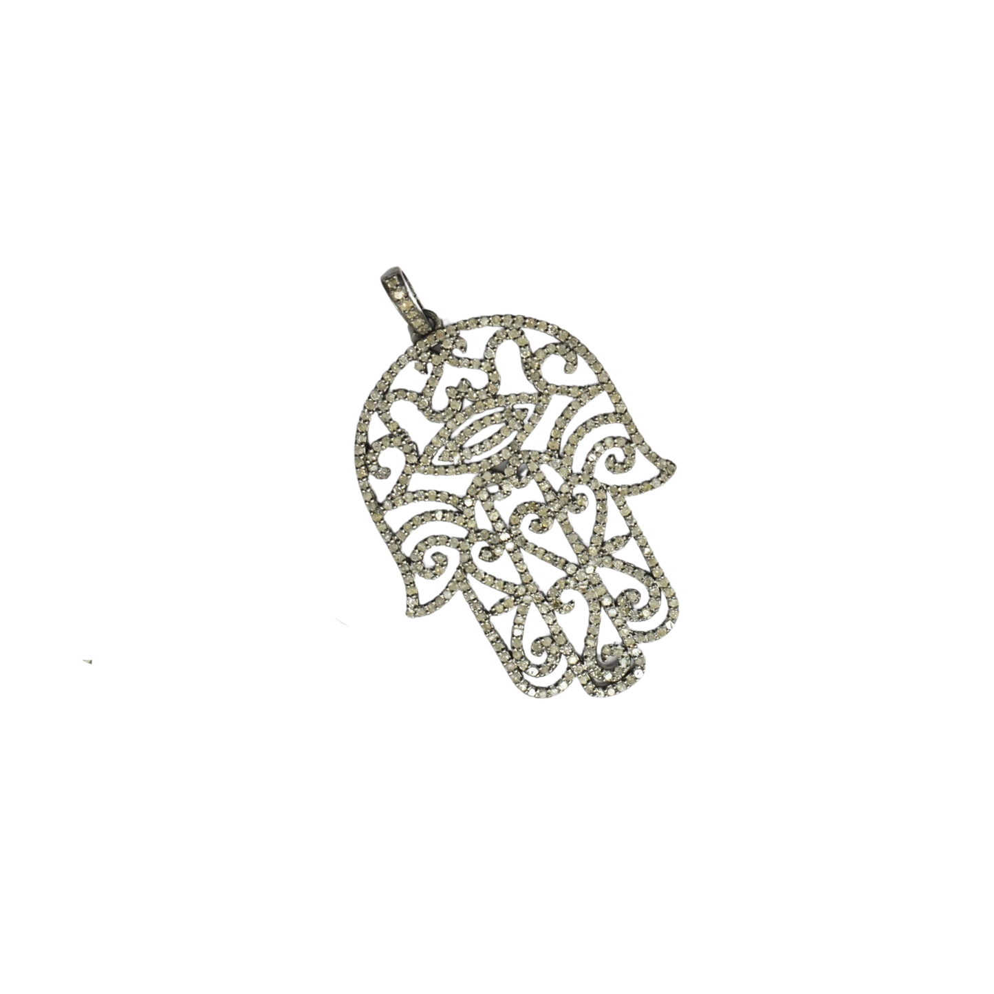 Diamond Evil Eye Hamsa Hand Pendant