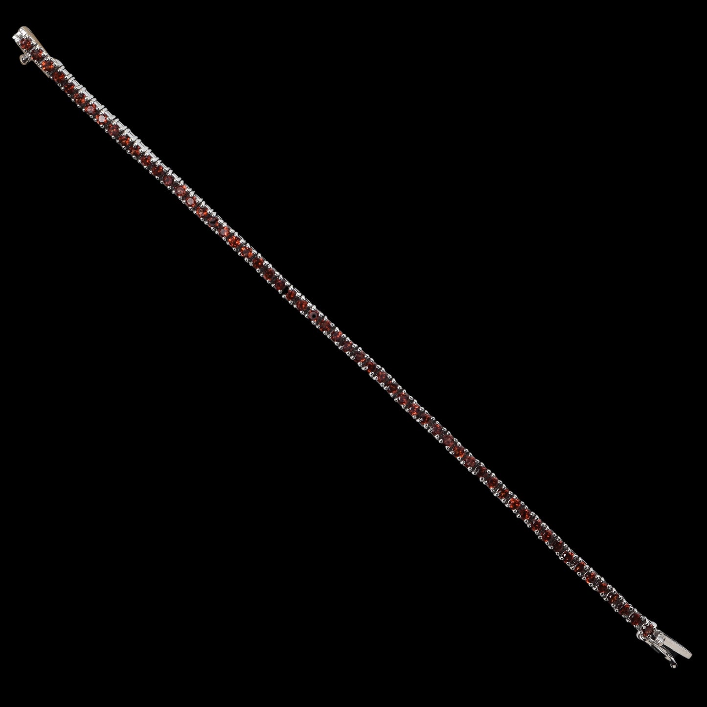 Silver Red Garnet Studded Tennis Bracelet 925 Silver