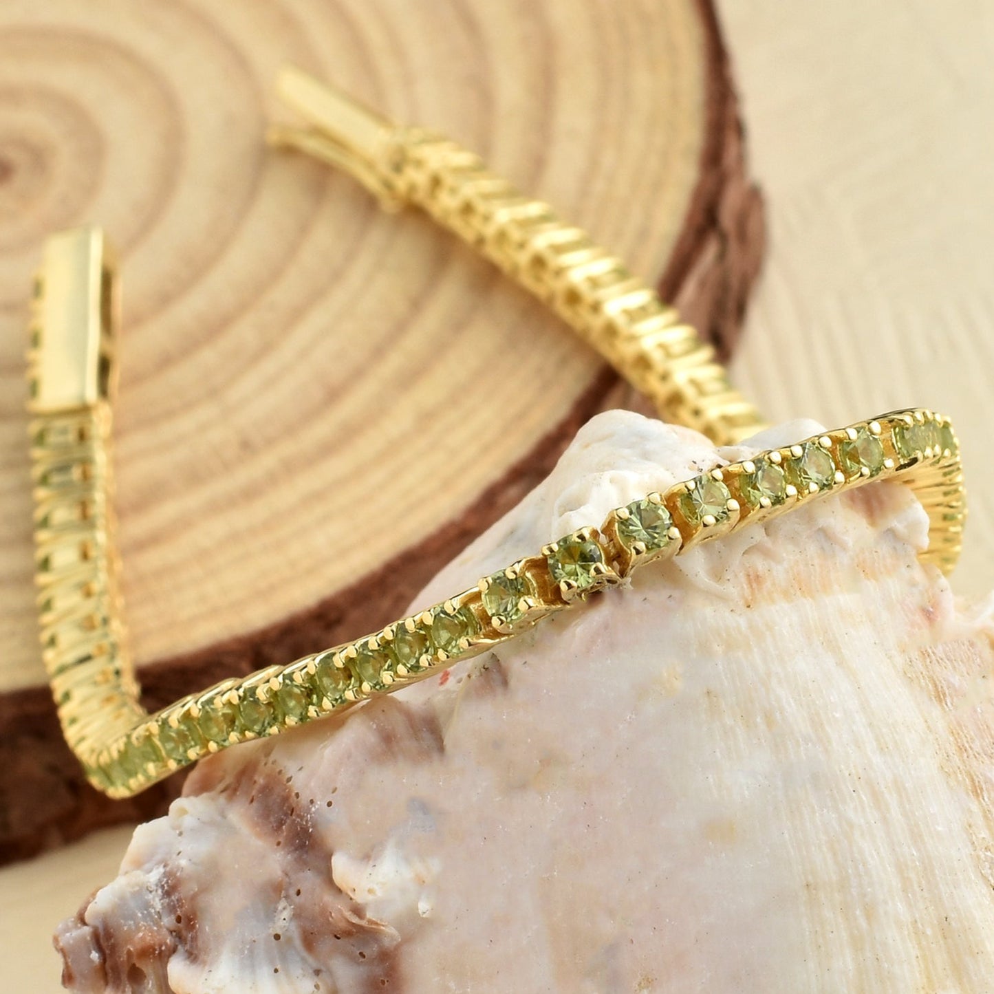 Natural Green Forest Peridot Tennis Bracelet 925 Silver