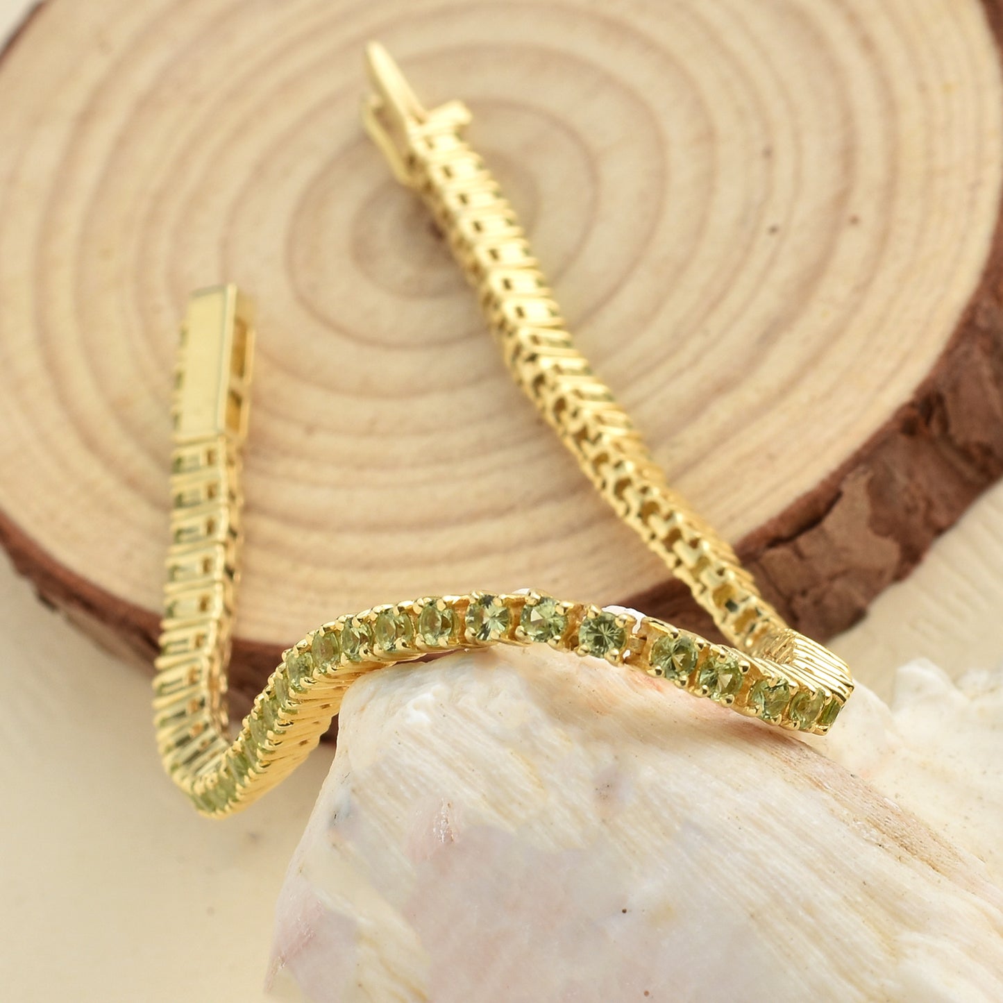 Natural Green Forest Peridot Tennis Bracelet 925 Silver