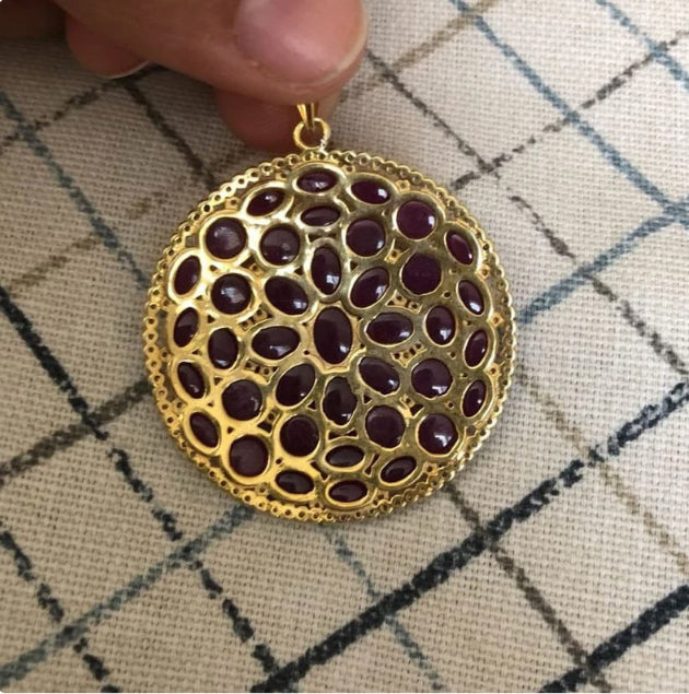 Sterling Captivating Designer Ruby Pendent With Diamond
