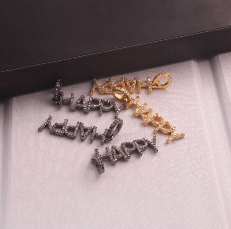HAPPY Initials Pendant With Diamond