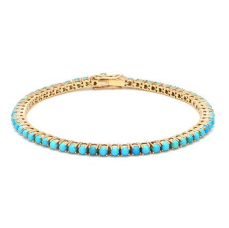 Turquoise Round Tennis Bracelet 925 Silver