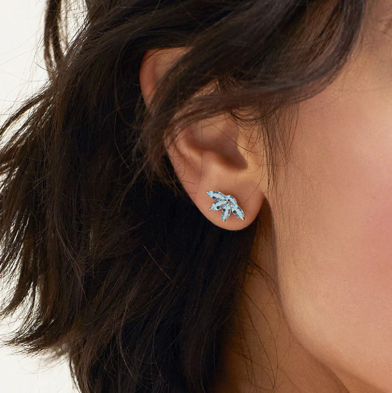 Silver Blue Topaz Studs Earrings