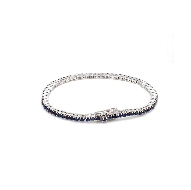 Real Blue Sapphire Round Tennis Bracelet 925 Silver