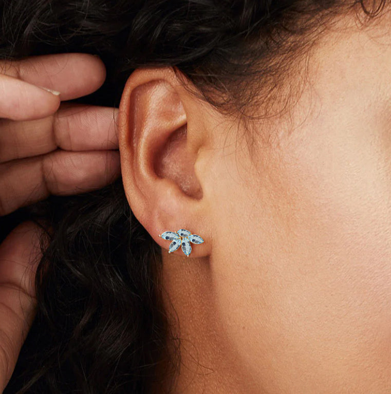 Silver Blue Topaz Studs Earrings