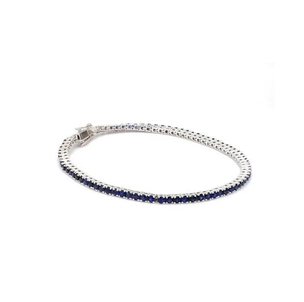 Real Blue Sapphire Round Tennis Bracelet 925 Silver