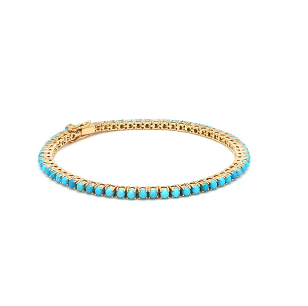 Turquoise Round Tennis Bracelet 925 Silver
