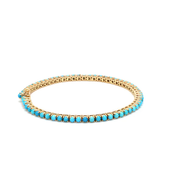 Turquoise Round Tennis Bracelet 925 Silver