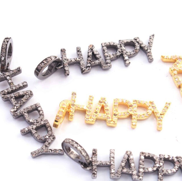 HAPPY Initials Pendant With Diamond