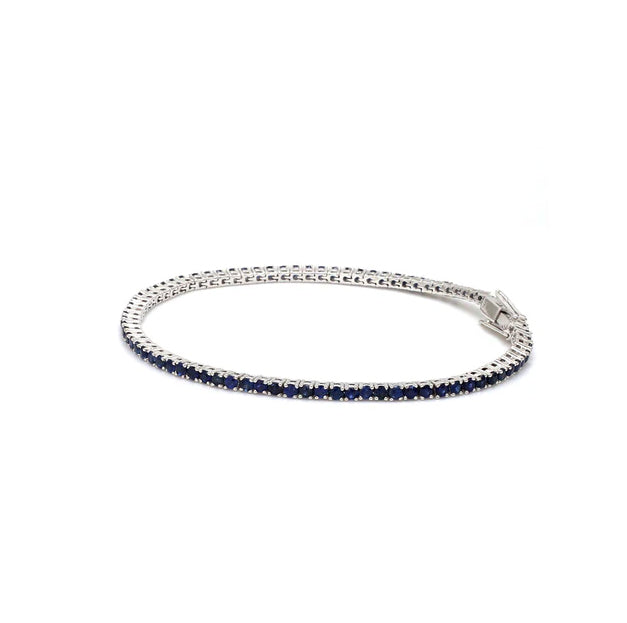 Real Blue Sapphire Round Tennis Bracelet 925 Silver