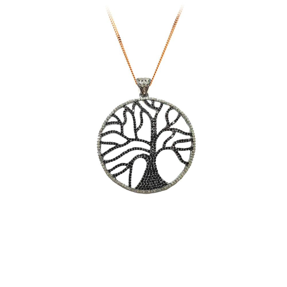 Black Spinal Three Of Life Pendant With Diamonds