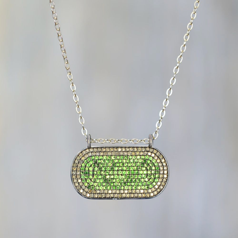 Tsavorite Connector Pendant With Diamonds