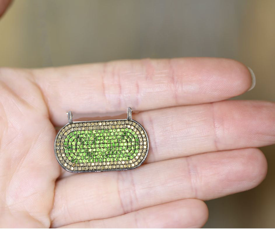 Tsavorite Connector Pendant With Diamonds