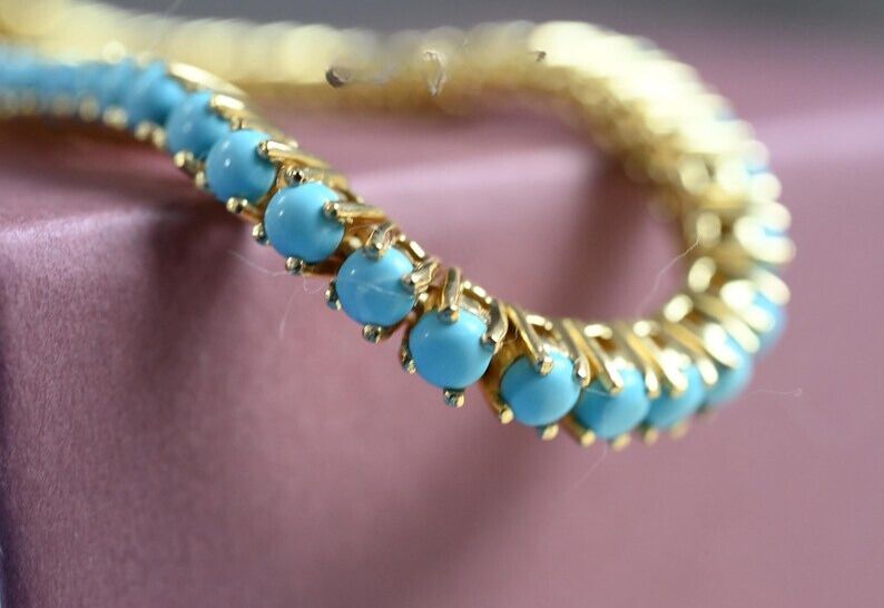 Turquoise Round Tennis Bracelet 925 Silver