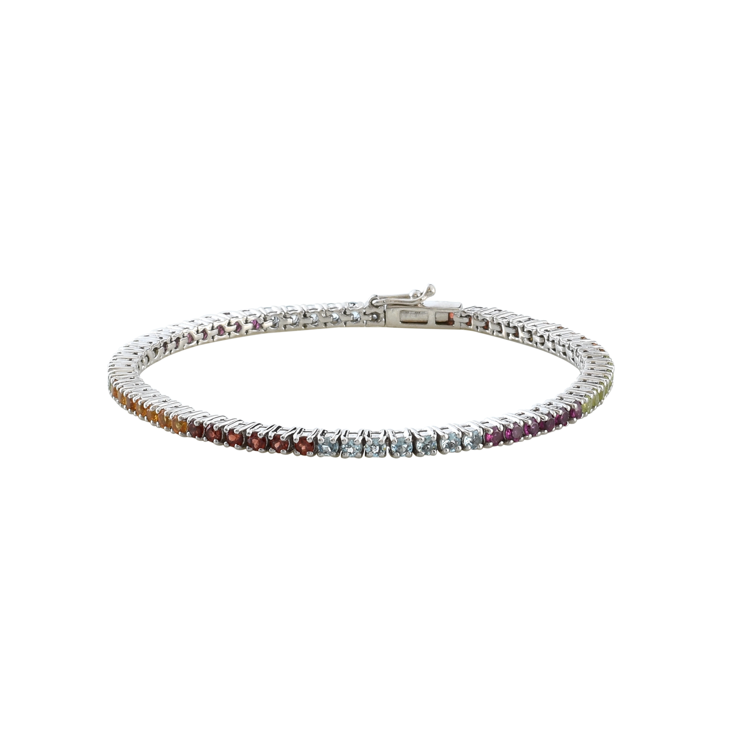 925 Silver Multi Gemstone Tennis Bracelet