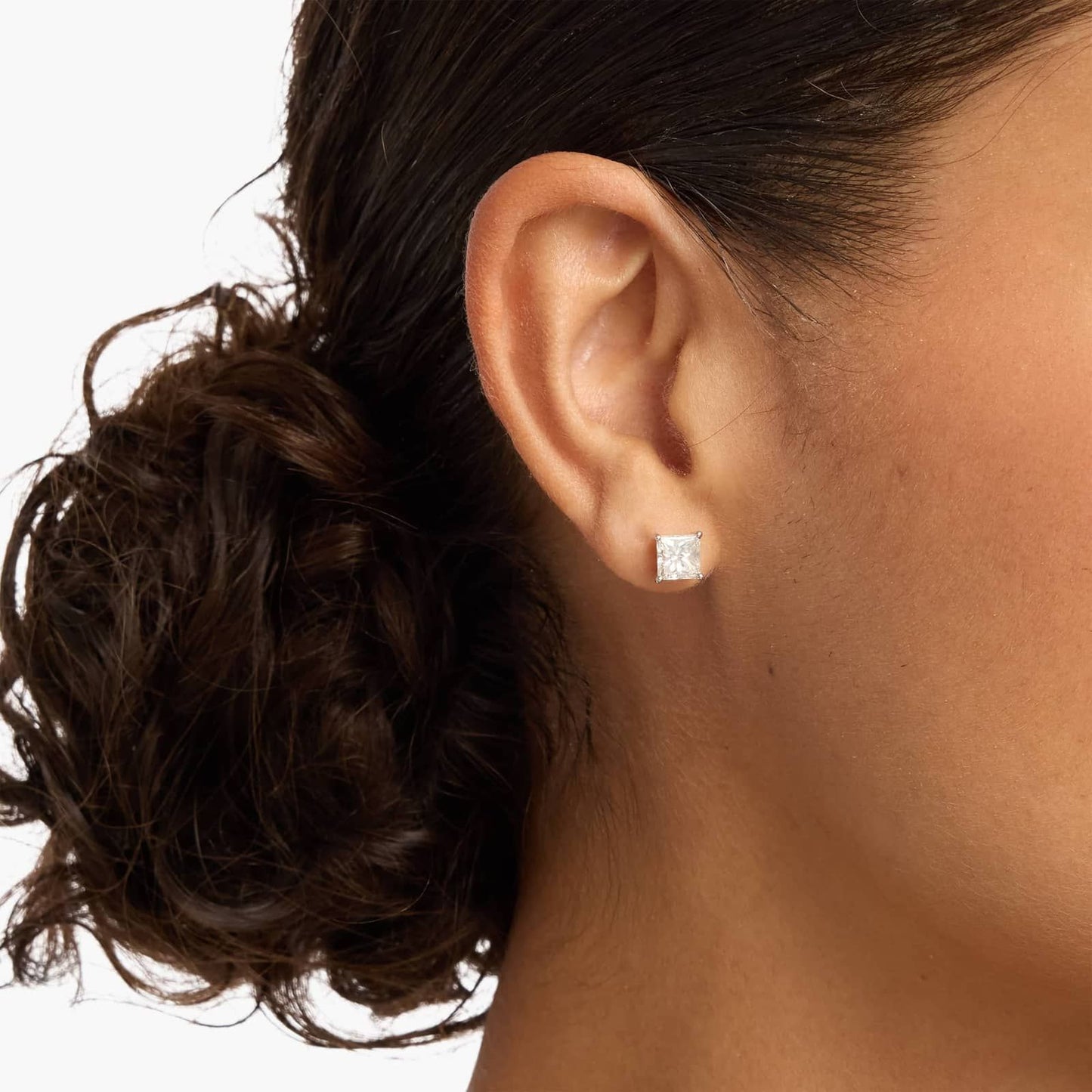 9K Princess Cut Lab Diamond Earrings