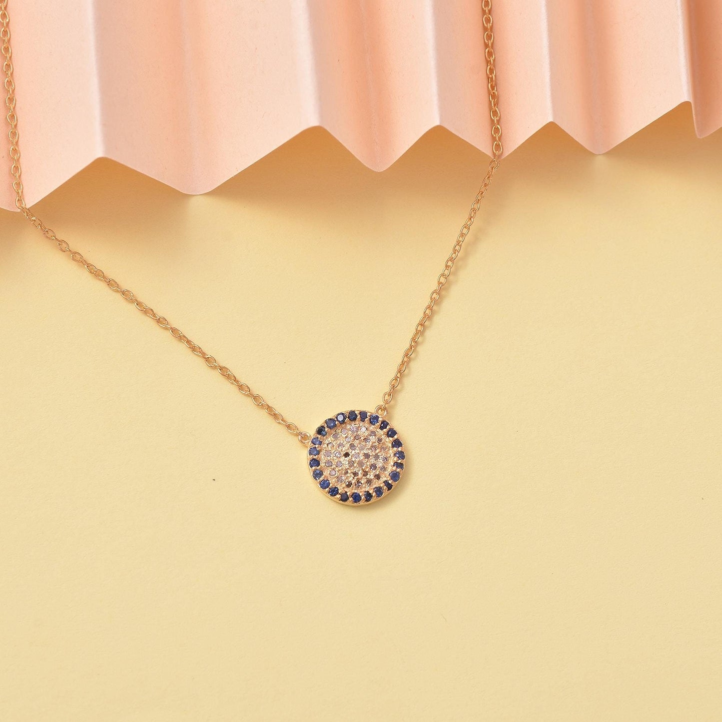 Blue Sapphire Evil Eye Diamond Silver Necklace