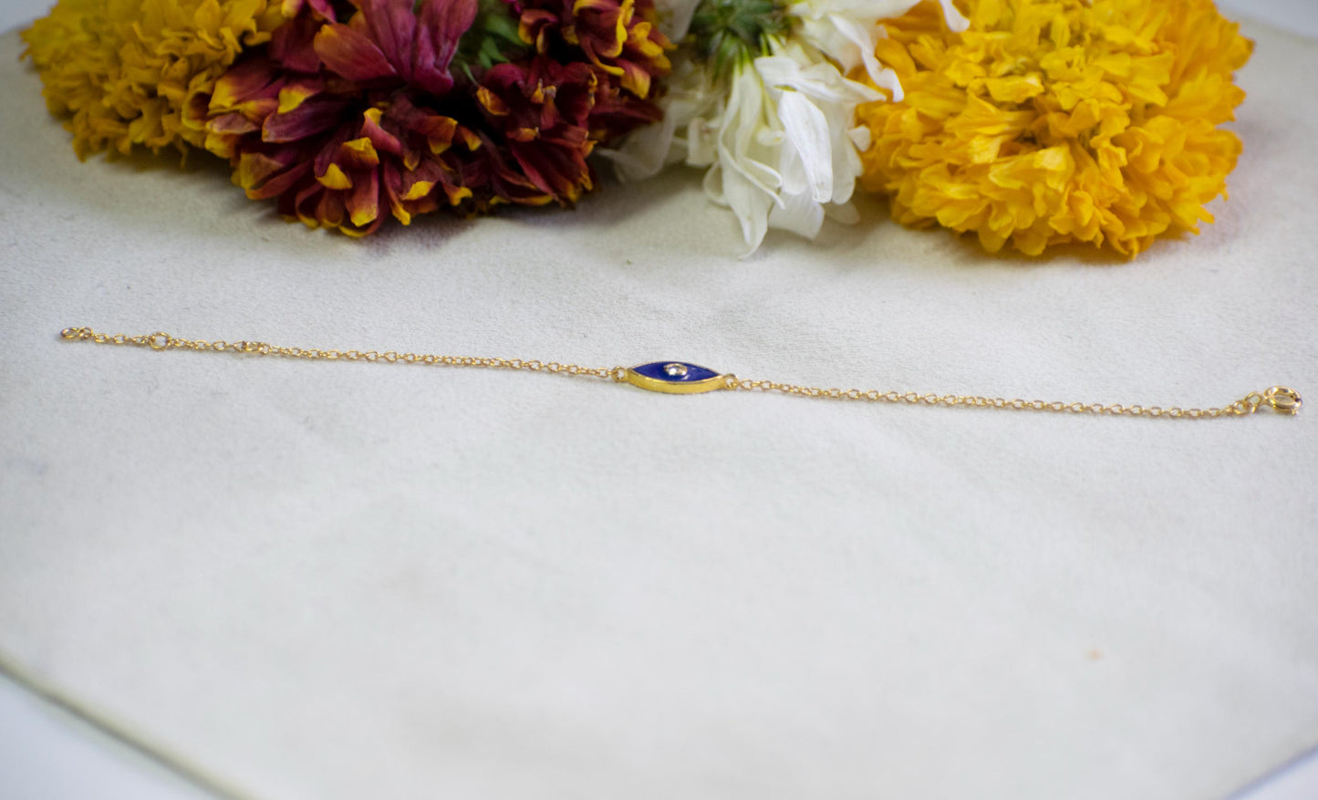 Blue Enamelled Evil Eye Diamond Bracelet