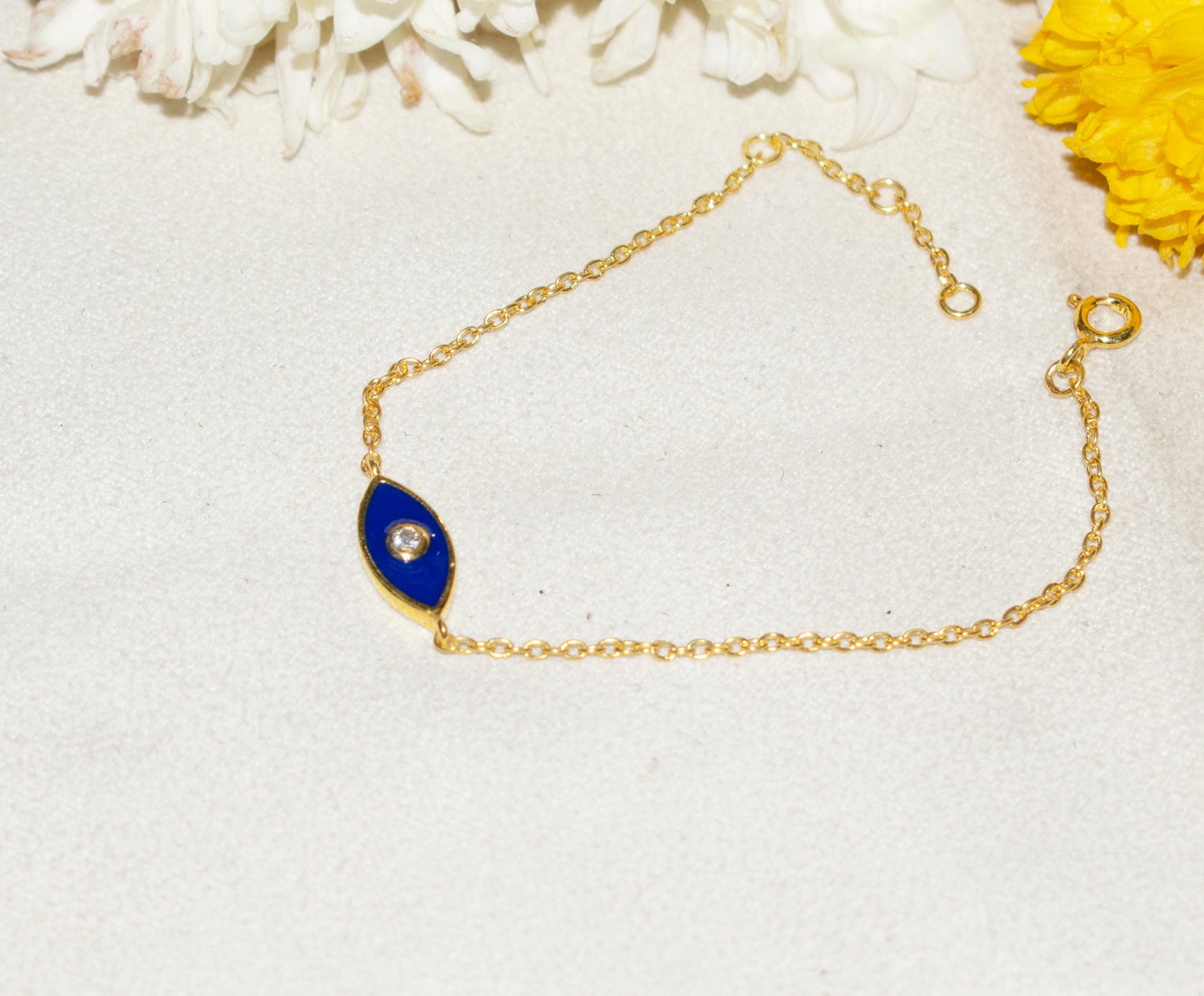 Blue Enamelled Evil Eye Diamond Bracelet
