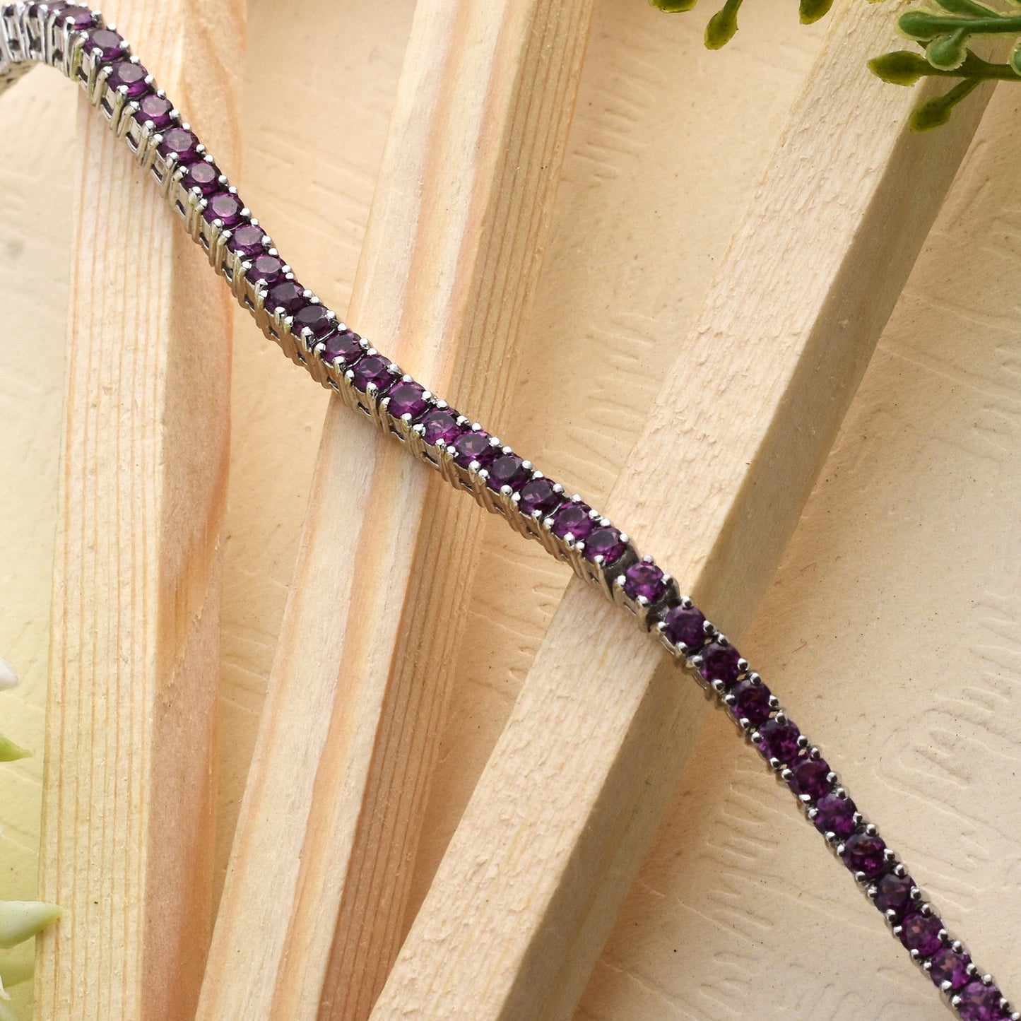 Genuine Rhodolite Gemstone Tennis Bracelet