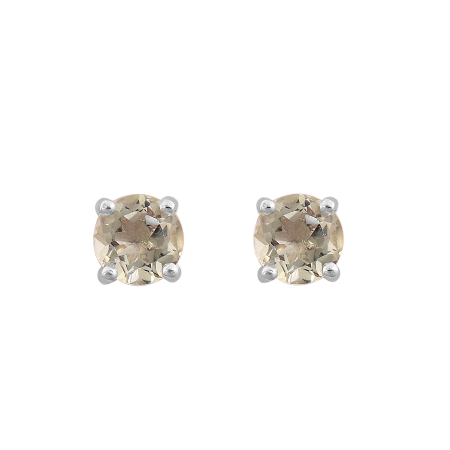 Silver Green Amethyst Studs Earrings
