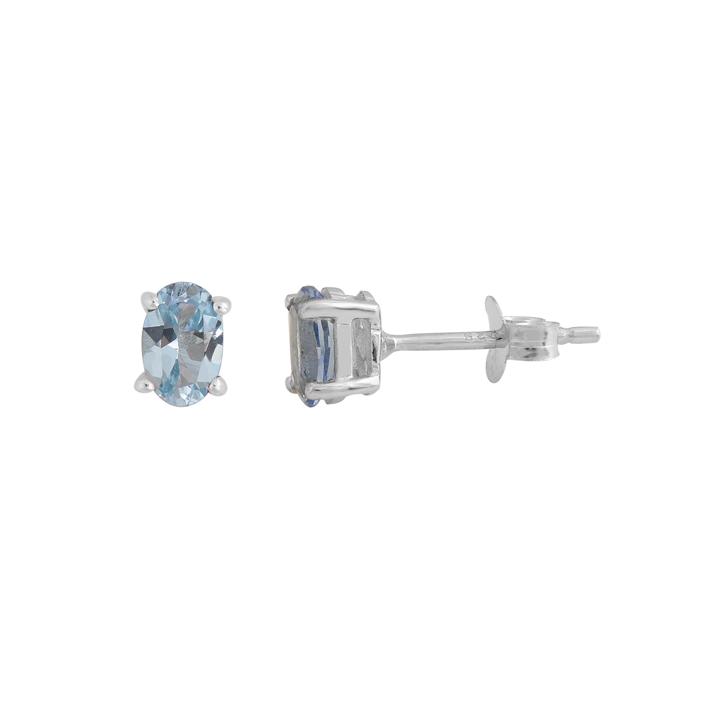 Oval Blue Topaz Stud Earrings