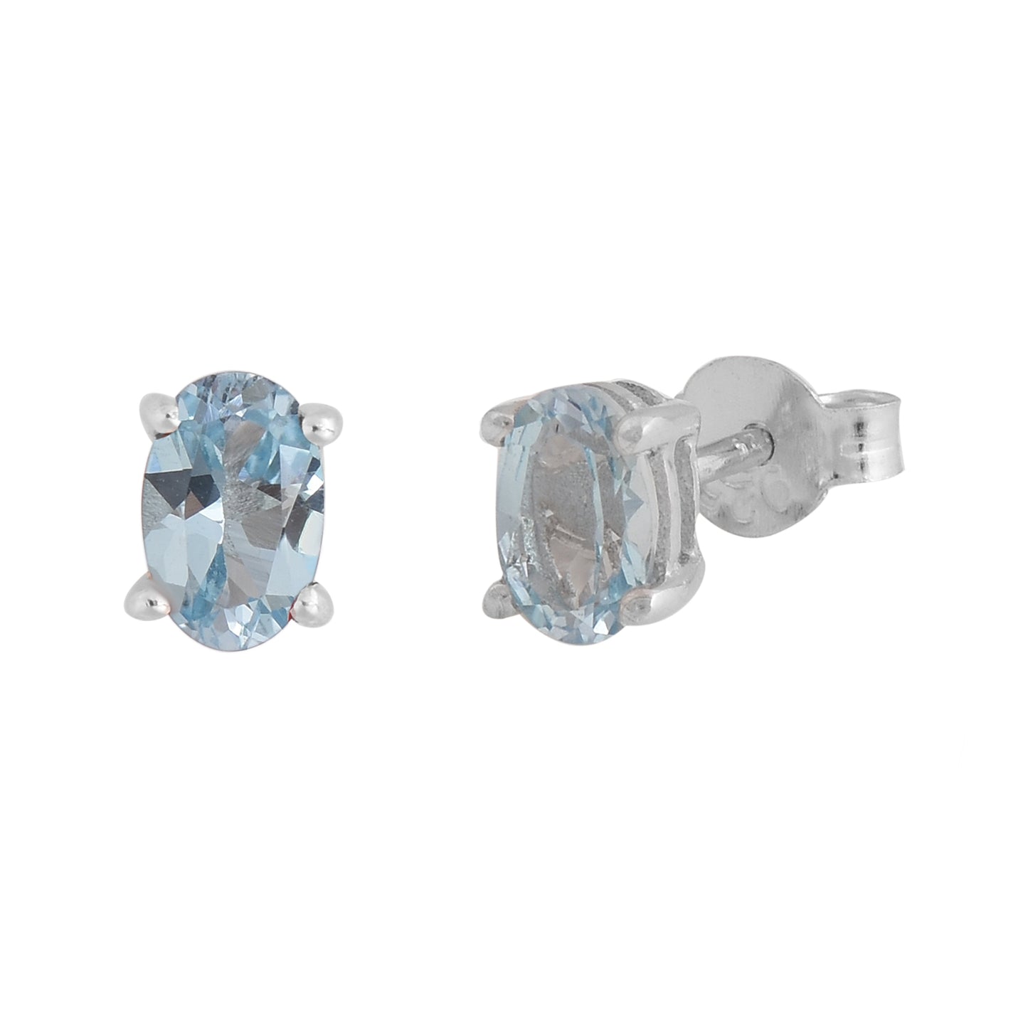 Oval Blue Topaz Stud Earrings