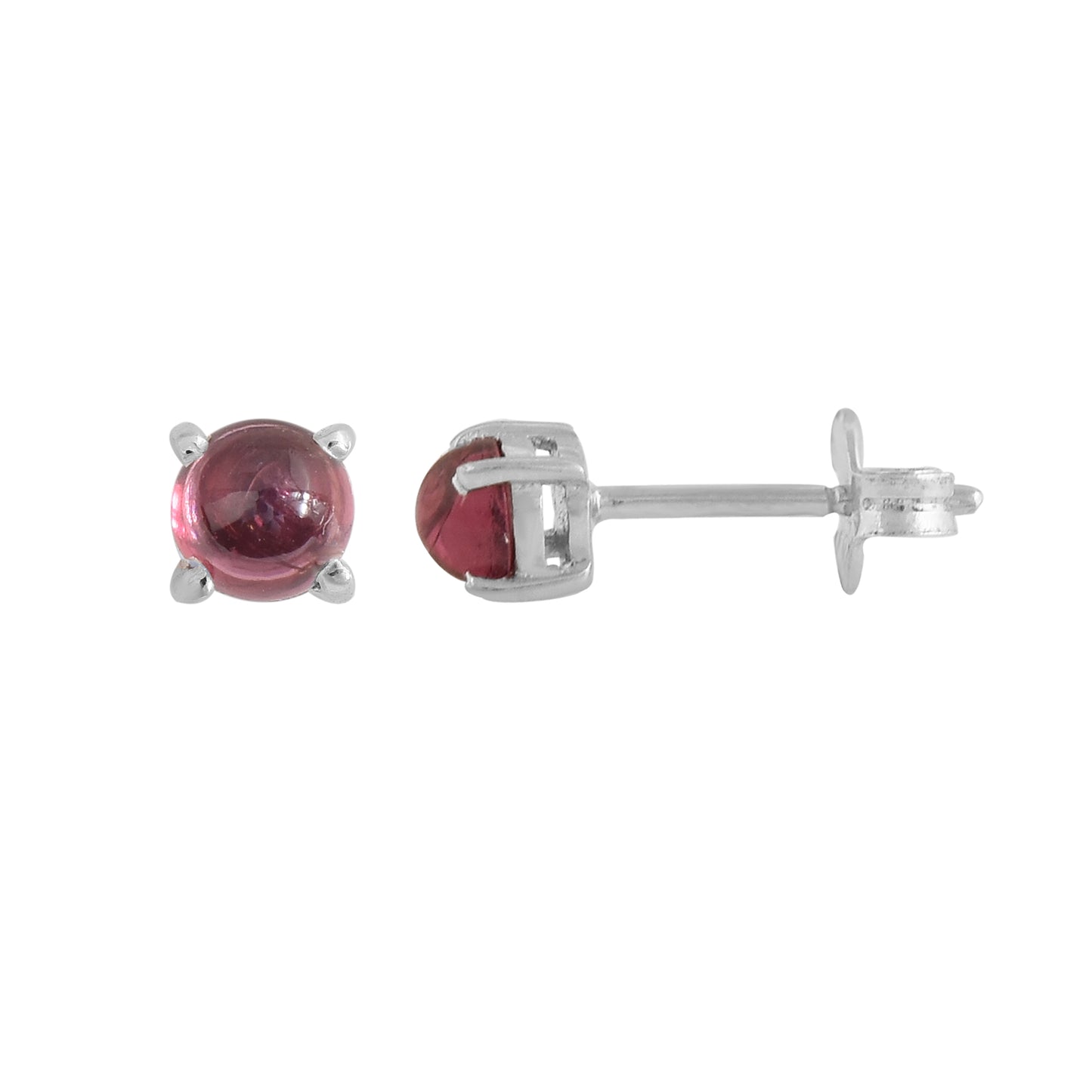 Cabochon Garnet Stud Earrings