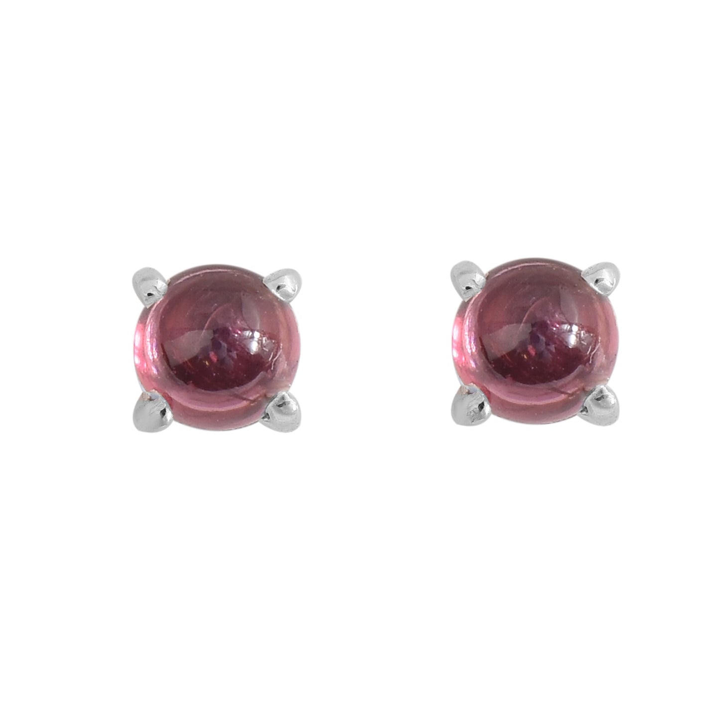 Cabochon Garnet Stud Earrings