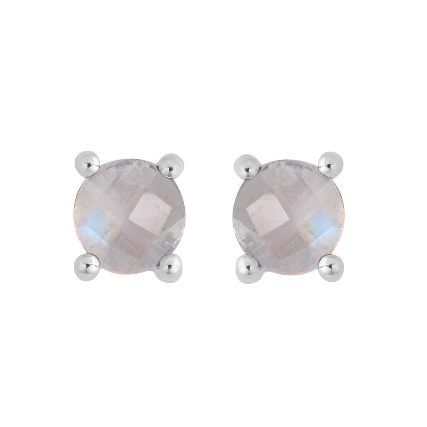 Round Moonstone Studs Earrings