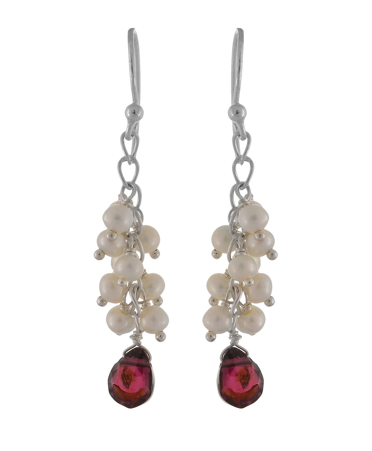 Pearl & Garnet Beaded Earrings