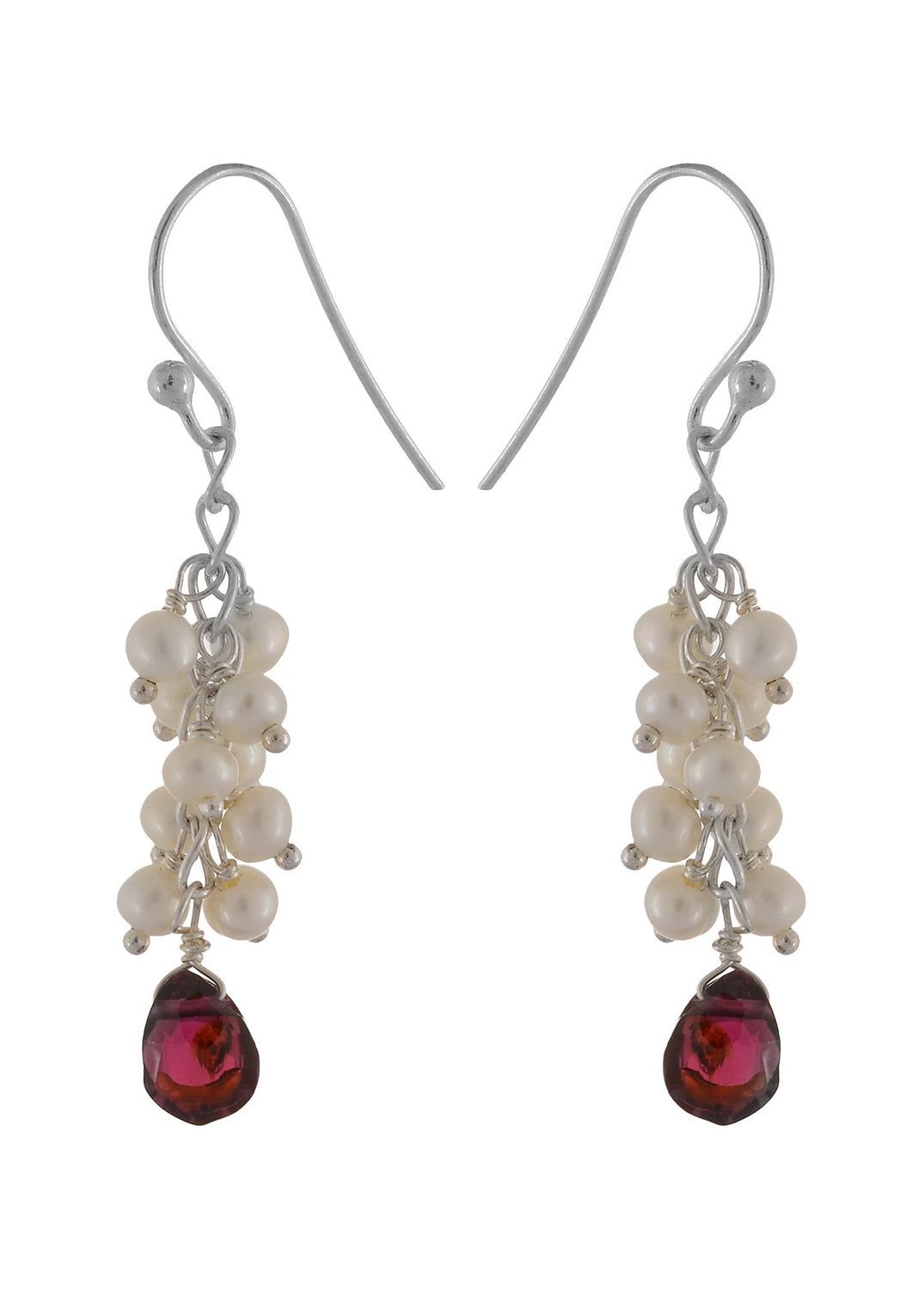 Pearl & Garnet Beaded Earrings
