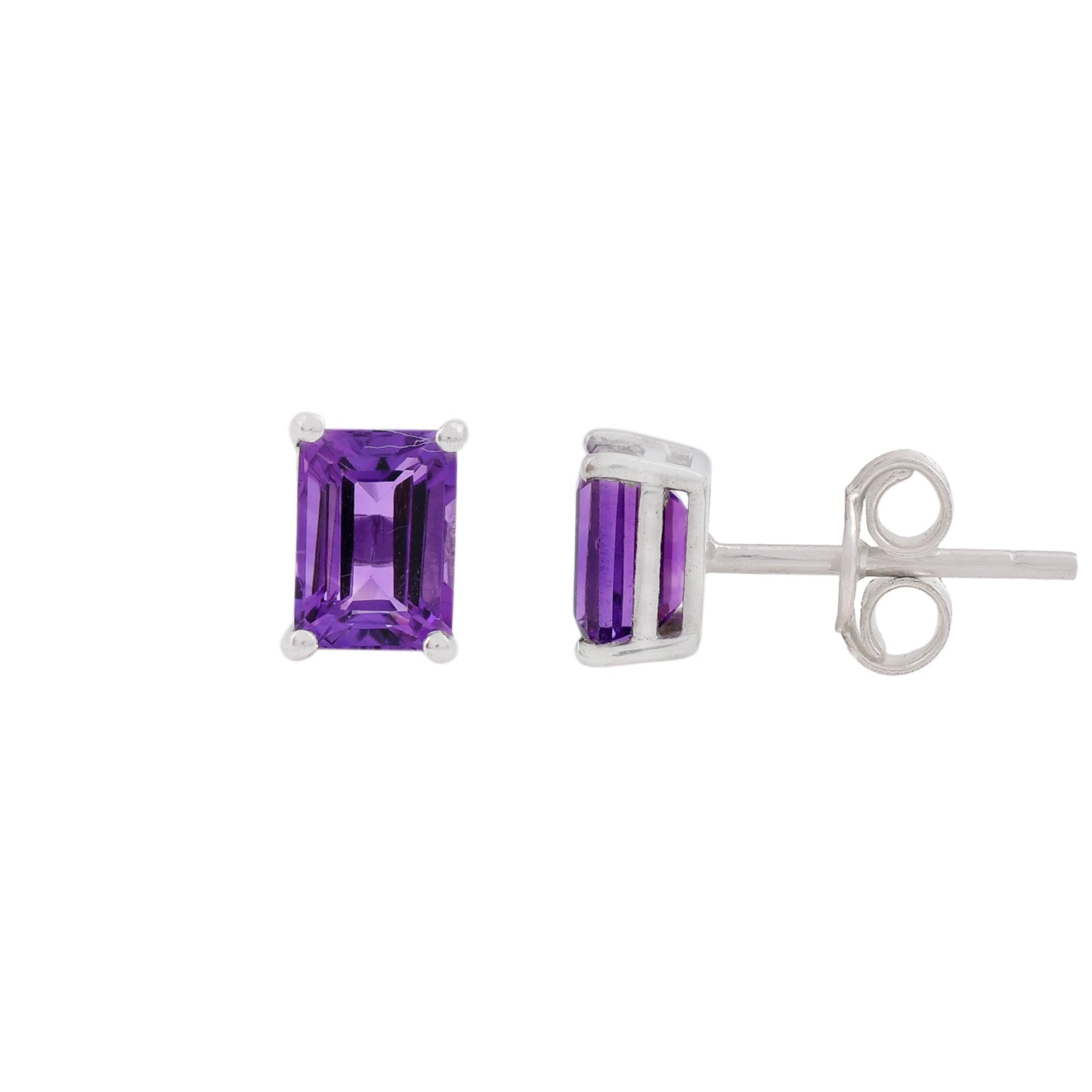Silver Amethyst Stud Earrings