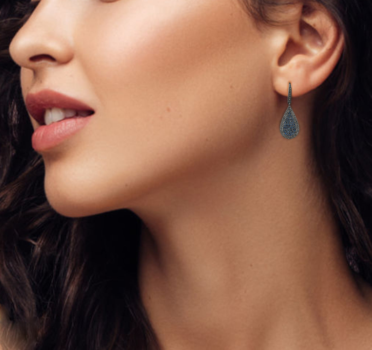 Teardrop Sapphire Diamond Earrings