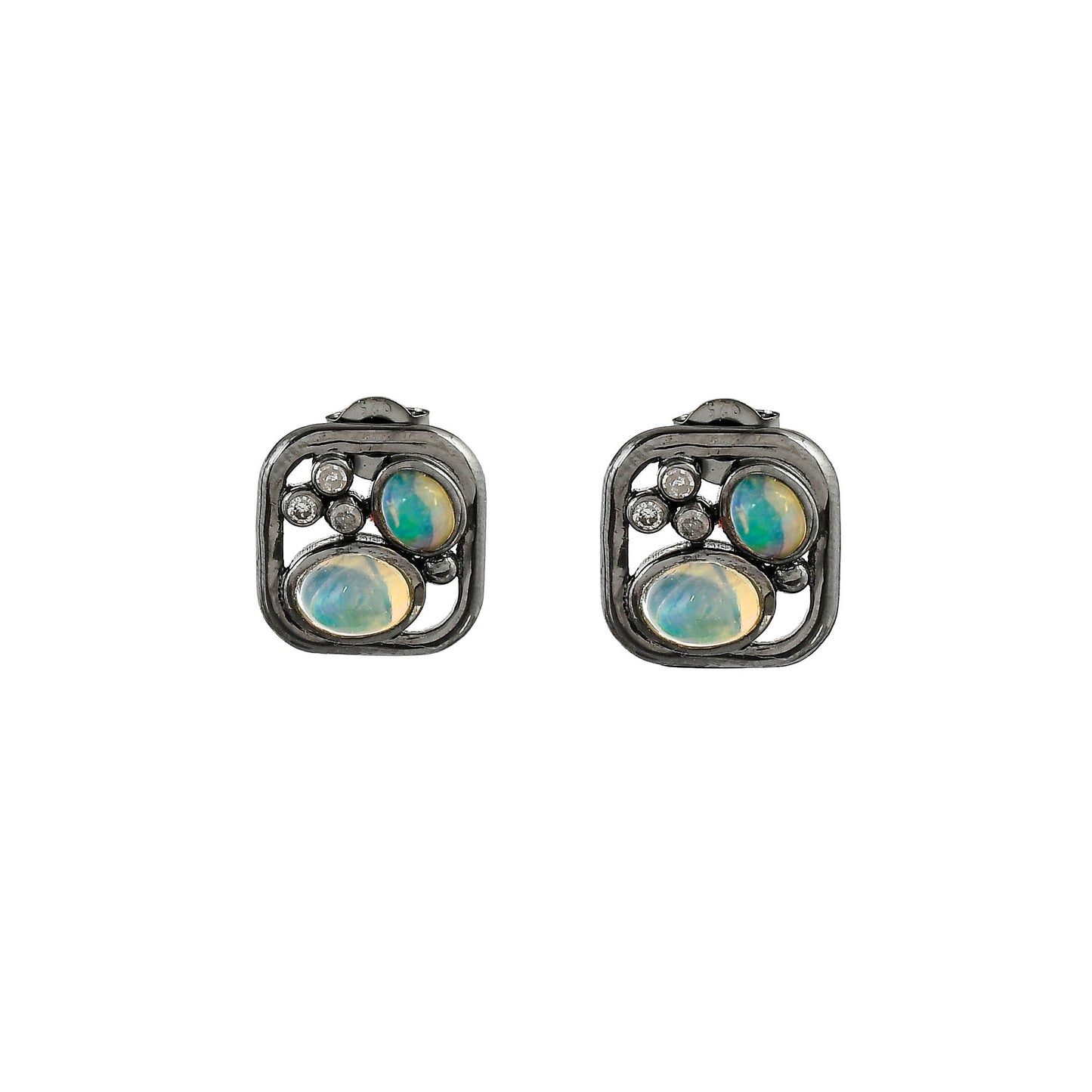 Opal Diamond Stud Earrings