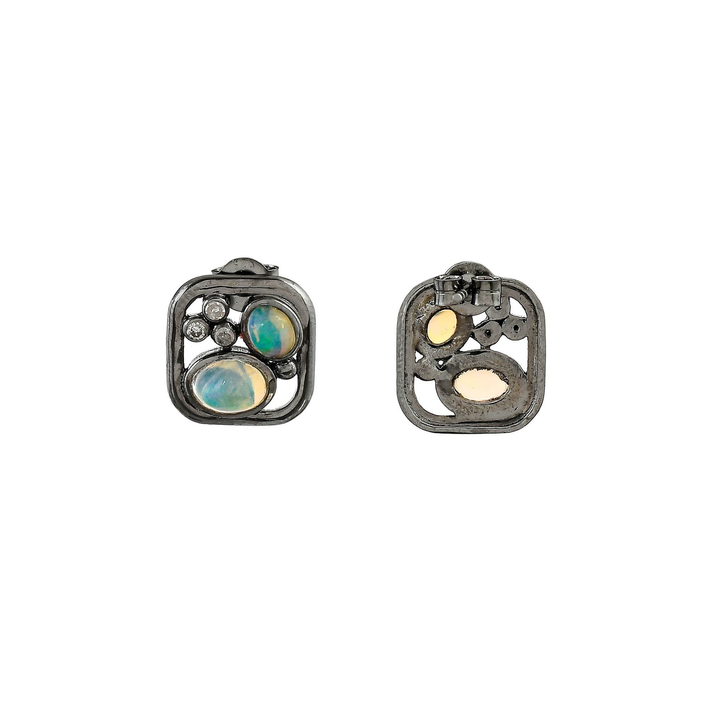 Opal Diamond Stud Earrings