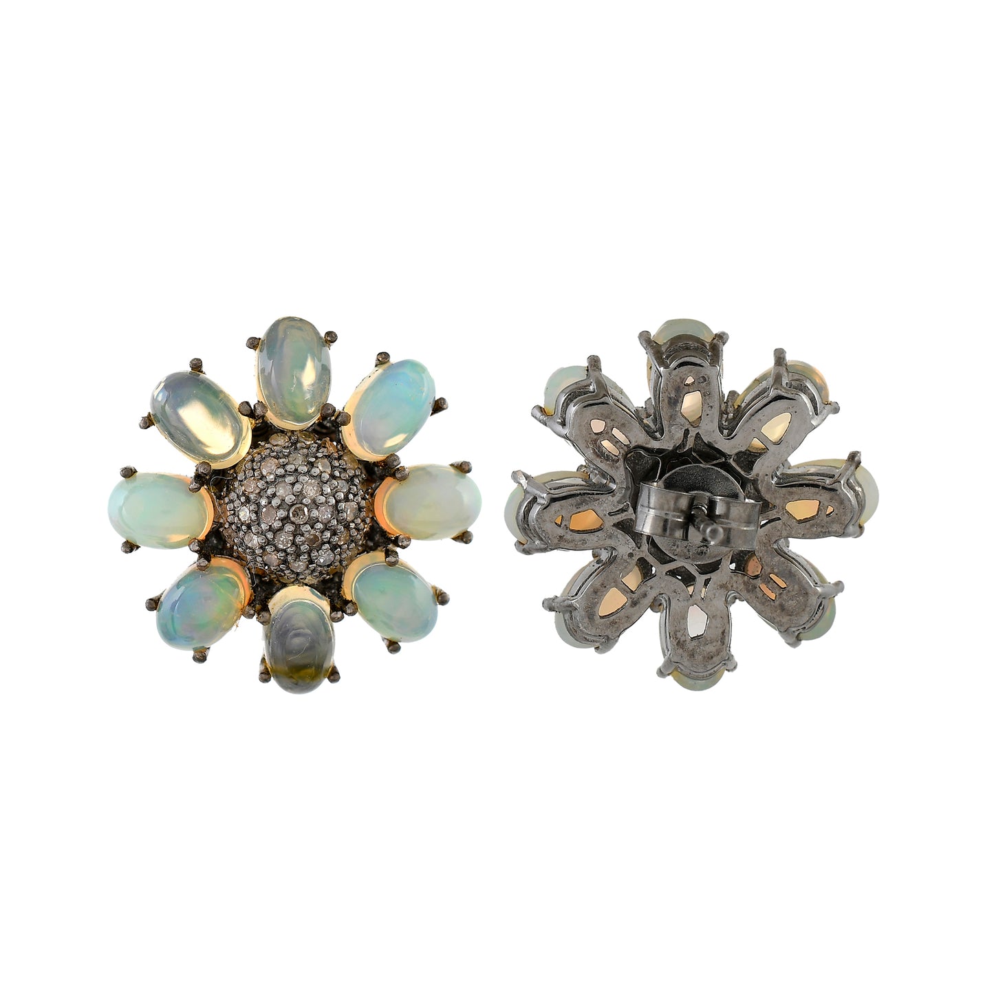 Sunset Evening Flowers Opal Stud Earring
