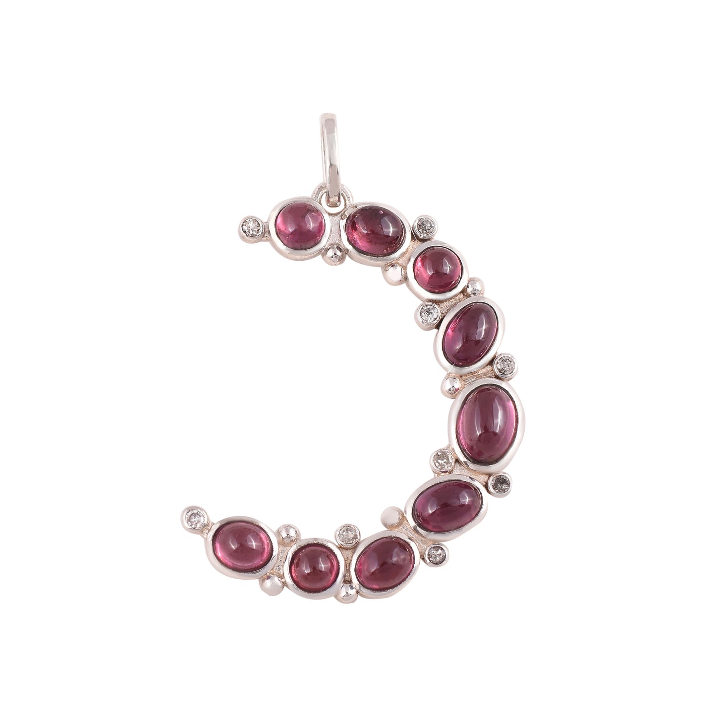 Pink Tourmaline Crescent Moon Pendant With Diamond