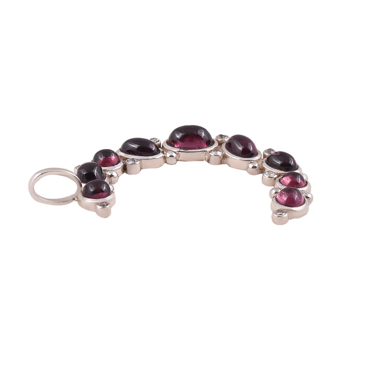 Pink Tourmaline Crescent Moon Pendant With Diamond