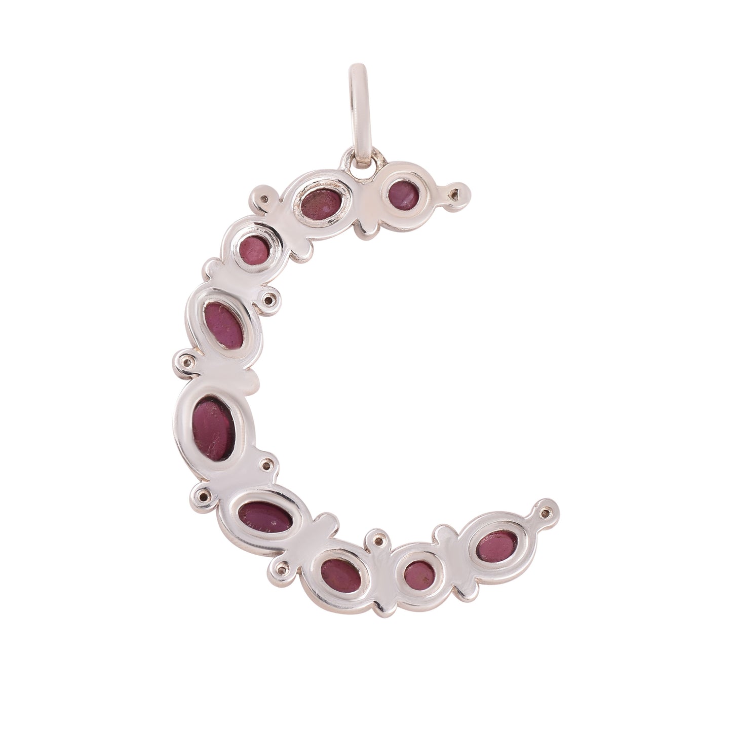 Pink Tourmaline Crescent Moon Pendant With Diamond