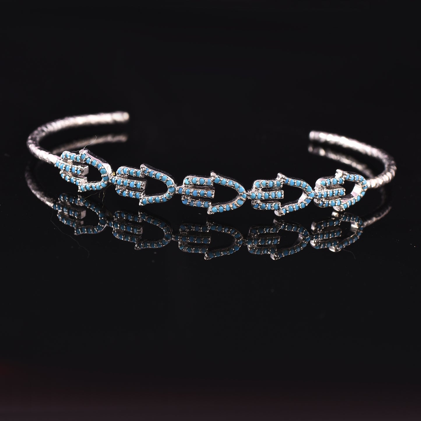 Open Cuff Turquoise Hamsa Hand Bangles