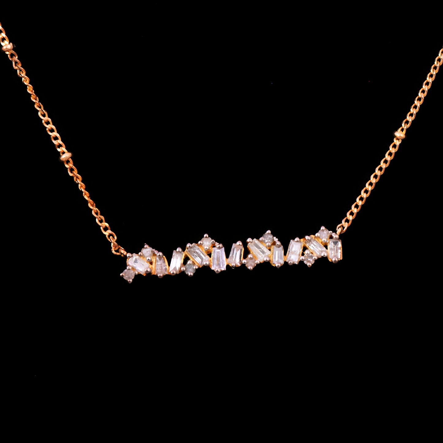 Dainty Diamond Bar Cluster Necklace